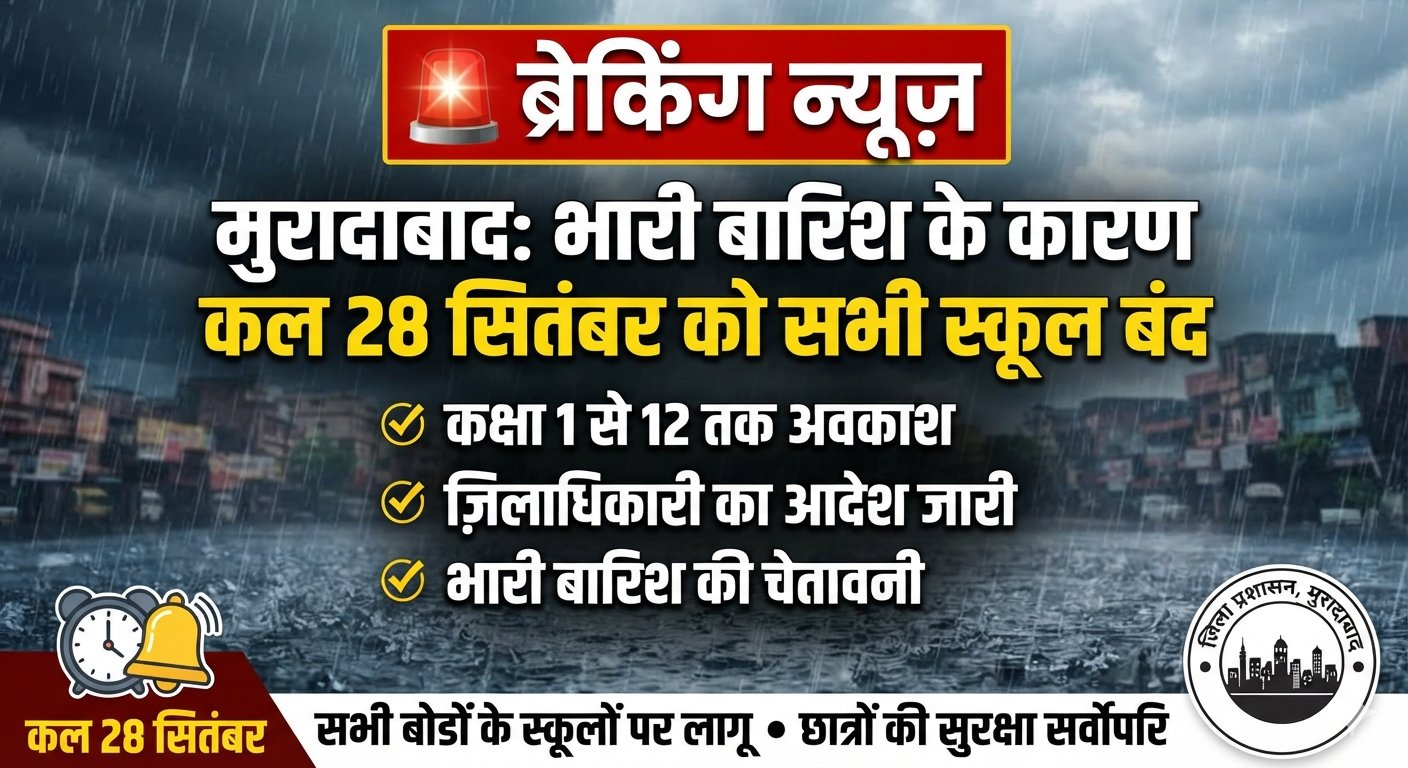 28 सितंबर (सोमवार) को जनपद के कक्षा 1 से 12 तक के सभी स्कूलों में अवकाश घोषित कर दिया है।